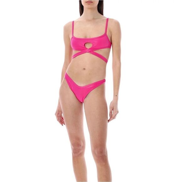 Attico The Attico NWT Cut Out Detailed Stretched Bikini Set in Fuchsia Sz M $350 - Picture 5 of 12